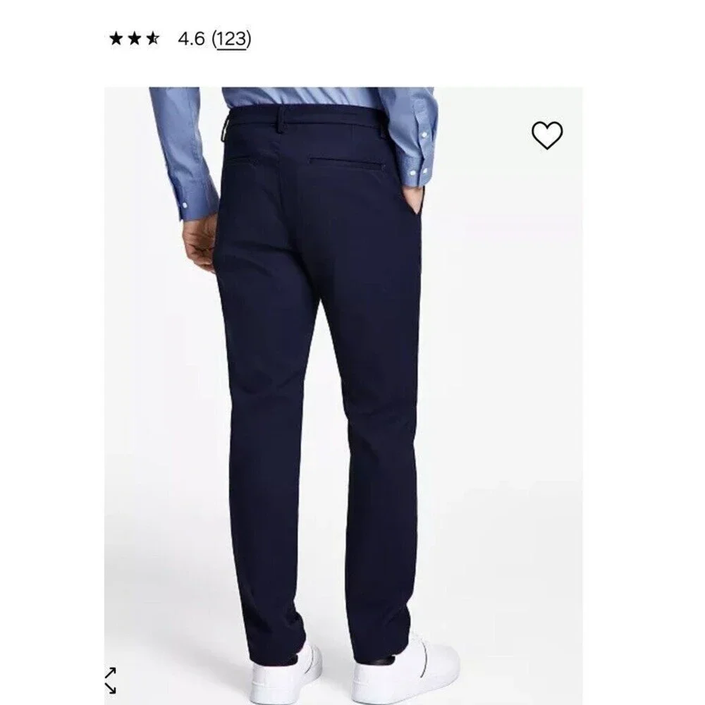 CALVIN Klein Men's Straight-Fit Stretch Chino Pants Sky Captain Blue 42W x 32L